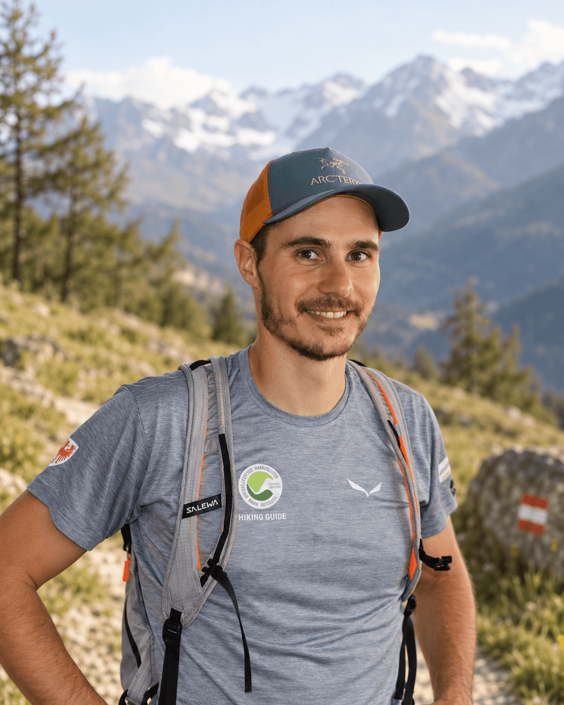 Wanderleiter Patrick von Wegwerk in den Bergen